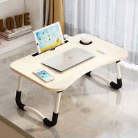 Table pour ordinateur portable, table pliable portable, plateau de service pour le petit-déjeuner, porte-stylo avec support pour téléphone et tablette et tiroir