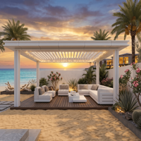 Pergola Bioclimatique en Aluminium à Lames Orientables, Toit de Jardin Imperméable, Panneaux Personnalisés, Revêtement Poudré, pour Patio et Jardin