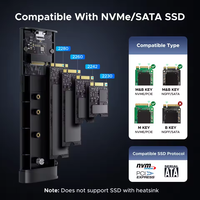 Boîtier en aluminium UGREEN 20 Gbit/s pour SSD M.2 NVMe SATA, 8 To, USB-C externe USB 3.2 Gen2*2 UASP Trim M/B+M Key