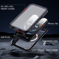 Étui étanche RedPepper pour iPhone 16e DOT, protection intégrale IP68, testé contre les chutes de 2 m, étui magnétique antichoc