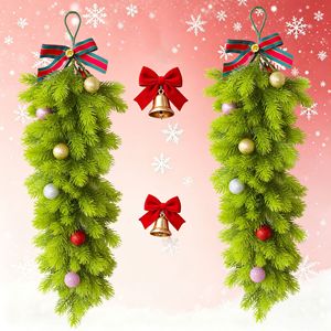 Guirlandes de Noël artificielles, branche de fougère verte, décoration murale, cadeaux de fêtes, style minimaliste - Product Image 1