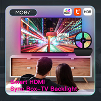 Kit d'éclairage intelligent WiFi MOES Tuya pour téléviseur, rétroéclairage HDMI 2.0, synchronisation, bande LED, contrôle vocal Alexa et Google Assistant