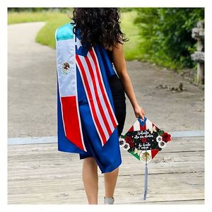 Estola de Graduación México/Puerto Rico, Banda de Graduación, Estola de Graduación Clase 2025, Estolas de Satén Personalizadas de Diferentes Países - Product Image 1