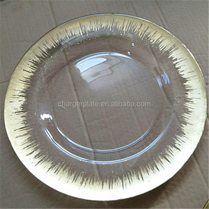 Assiette de présentation en verre doré de 13 pouces pour la location, idéale pour les mariages et événements - Vente en gros - Product Image 6