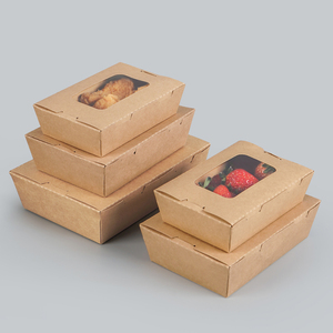 Biểu tượng tùy chỉnh có thể tái chế chống rò rỉ nâu kraft giấy đưa ra container thực phẩm với cửa sổ trong suốt - Product Image 4