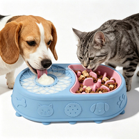 HomyPawz OEM Bol interactif pour chien, distributeur de nourriture liquide en silicone 3-en-1 avec boule roulante et tapis à lécher