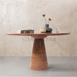 Newstar ánh sáng sang trọng đơn giản vòng bàn ăn đá cẩm thạch tự nhiên màu be travertine Bàn Ăn Hiện Đại bàn ăn - Product Image 3