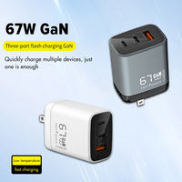New Tech 67W GaN Chargeur Rapide Adaptateur USB Type-C 3 Ports PD QC pour Ordinateur Portable Téléphone Mobile