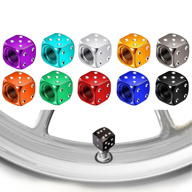 Dice Style Aluminum Alloy Tire Valve Cap for Cars, Motorcycles, Bicycles, Dustproof Tyre Wheel Valve Stem Covers Custom Logo