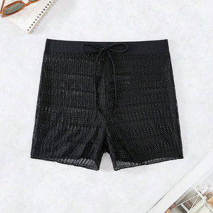 Nuevo Traje de Baño Europeo <span class=keywords><strong>Americano</strong></span> para Mujer, Color Sólido, Sexy, con Malla y Cordón Ajustable, Shorts Tipo <span class=keywords><strong>Boxer</strong></span>, Bikini - Product Image 4