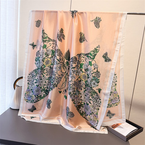 Luxury <strong>Silk</strong> <strong>Scarf</strong> Producer 180*90 Brown Leopard Print Elegant <strong>Silk</strong> Body Scarfs With Butterfly for <strong>Women</strong> Belly Dancing - Product Image 5