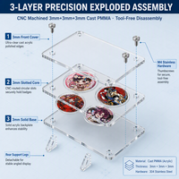 Support de Présentation pour Figurines Anime 75mm avec Autocollants Étoiles Anime, Boîte de Rangement en Acrylique à Grille, Organisateur