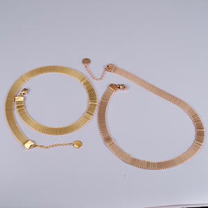 G1792-gargantilla de correa de malla gruesa de acero inoxidable para <span class=keywords><strong>mujer</strong></span>, joyería no empañada chapada en oro, pulsera de reloj, collar - Product Image 3