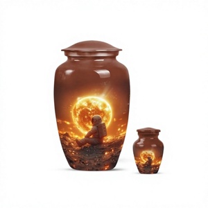 Hot Selling <b>Large</b> Aluminium Lunar Cremation Adult <b>Urn</b> for Human Ashes Decorative Full Size Funeral <b>Urn</b> With Free Velvet Bag - Product Image 1