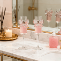 Gobelet en verre transparent à large nœud rose de luxe léger, résistant à la chaleur, en borosilicate élevé, pour boissons froides à domicile, fournisseur