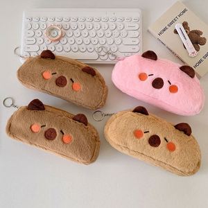 Fournitures scolaires, boîte à crayons en peluche avec fermeture éclair, trousse à crayons mignonne en forme de capybara, logo de marque personnalisé pour les adolescentes, les garçons, les étudiants, les collégiens - Product Image 4