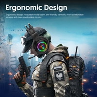 Casque de jeu filaire Source Factory G803 pour PC et ordinateur portable, éclairage RGB, réduction active du bruit, étanche IPX-4, son 7.1