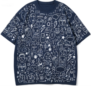 T-shirt Oversize <span class=keywords><strong>da</strong></span> Uomo con Stampa Creativa di Mostri su Tutta la Superficie, 100% Cotone, Casual Streetwear a Maniche Corte - Product Image 3