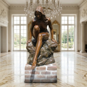 Estatua de Dama Desnuda de Bronce Moderna y Tradicional MALTON, Escultura de Chica Desnuda de Cobre para Decoración de Jardín, Personalizable - Product Image 3