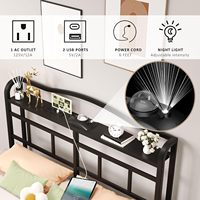 Cadre de lit métallique robuste pour hôtel et appartement, avec tête de lit intégrant une station de charge portable USB Type C, extensible, pliable et silencieuse