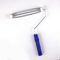 Rouleau de peinture rechargeable en fibres chimiques jaunes, cadre en zinc plaqué, poignée en plastique, rouleau de peinture pour murs industriels et bricolage