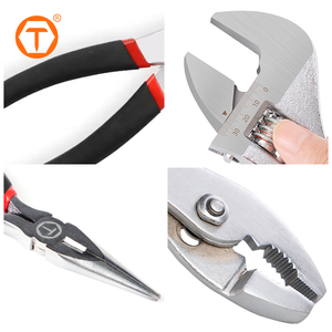 5 Piece Mechanic Tool <strong>Set</strong> Adjustable <strong>Wrench</strong> and Slip Joint Locking Long Nose Combination Plier <strong>Set</strong> - Product Image 3