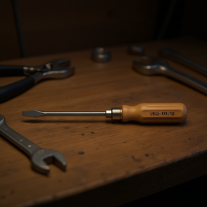 Destornillador de 331 mm de longitud, mango de madera, punta plana, herramienta de precisión - Product Image 3