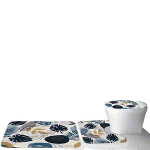 Rideau de douche en polyester à motif de feuilles tropicales bleues, rideau de salle de bain, impression numérique, impression personnalisée, imperméable, vente en gros, moderne - Product Image 5