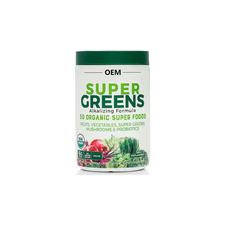 Hete Verkoop Oem Super Greens Natuurlijke Smaak Groen Poeder Stimuleert De Energie-Immuungezondheid En Vitaliteit Biologische Drankmix