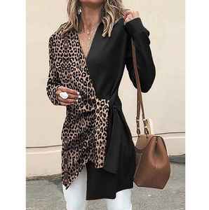 Autunno <span class=keywords><strong>e</strong></span> l'inverno delle nuove signore di temperamento Con Scollo A V leopardo vestito di colore di contrasto delle donne di personalità della <span class=keywords><strong>camicia</strong></span> <span class=keywords><strong>giacca</strong></span> - Product Image 3