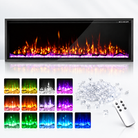 Cheminée électrique murale encastrée LED moderne personnalisée avec ensemble de bûches à flamme multicolores et contrôle intelligent par application pour la maison et l'hôtel