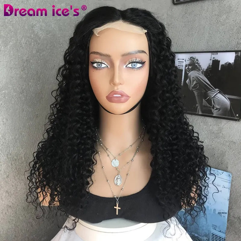 DREAM.ICE'S venta al por mayor barato mejor precio proveedor Jerry cURL brasileño indio rizado sintético pelucas de mezcla de cabello humano