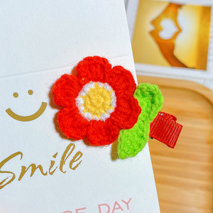 Horquillas para el Cabello con Flores Rojas, Hechas a Mano con Lana de Ganchillo, Clips BB Delicados Tejidos, Horquillas al por Mayor para Niñas y Adolescentes - Product Image 6