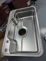 Ensemble d'évier de cuisine moderne à une seule cuvette, noir nano, évier de cuisine multifonctionnel simple installé sur comptoir en acier inoxydable