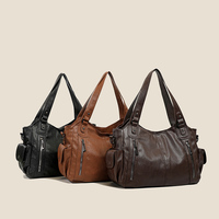 Tas Selempang Wanita Kulit PU Kapasitas Besar dengan Ritsleting, Tas Tangan Crossbody Tali Tunggal Tahan Air untuk Penggunaan Sehari-hari