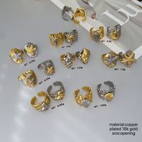 XILIANGFEIZI Produit transfrontalier très demandé Bague ouverte de luxe et tendance à l'inspiration marine avec motifs étoile de mer, coquillage et cocotier