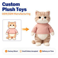 Fabricant de jouets en peluche : Jouet en peluche chat avec fourrure tigrée orange et poitrine crème, OEM ODM sur commande pour l'affichage en animalerie