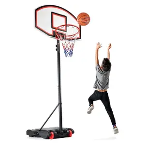 Lingkaran basket portabel untuk anak-anak remaja dan dewasa dengan dasar berdiri & roda papan latar
