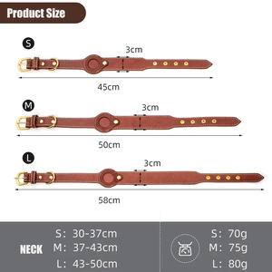 Luxus-Airtags-Haustier halsband aus echtem Leder Verstellbare Hunde halskette für Welpen Mittlerer Hund Anti-Lost-Haustier halsband mit Airtag-Halter - Product Image 2