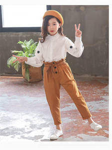 Vêtements pour enfants de la marque Distributor Maxi White School Turkey Shirts Factories et leggings à ceinture pour filles Guangzhou - Product Image 5