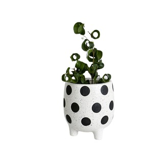 Maceta <span class=keywords><strong>de</strong></span> Cerámica Pintada a Mano con Diseño <span class=keywords><strong>de</strong></span> Puntos, Maceta Pequeña para Cactus con Orificio <span class=keywords><strong>de</strong></span> Drenaje, Mini Maceta Decorativa <span class=keywords><strong>de</strong></span> Porcelana para Escritorio - Product Image 4