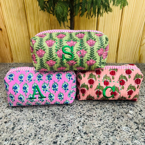 Pochette de maquillage florale en coton faite à la main, prix de gros, cadeaux pour demoiselles d'honneur, sac cosmétique pour demande en mariage, sacs cosmétiques grande capacité pour femmes - Product Image 1