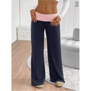 Pantalon de survêtement large pour femme, taille basse, pliable, décontracté, en tricot - Product Image 1