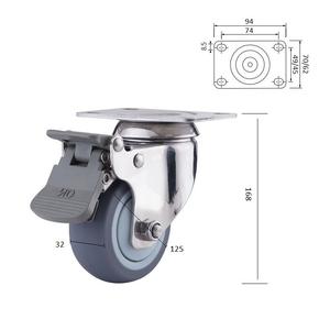 125mm Gummi rad rolle 5 Zoll Edelstahl gabel <span class=keywords><strong>TPR</strong></span> Rad rolle mit Bremse - Product Image 2