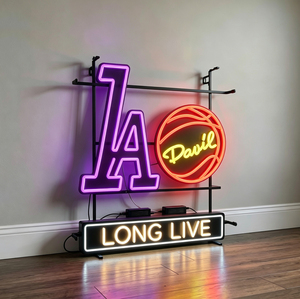 <b>LED</b> Neon Light <b>Sign</b> with Stand Basketball Logo Decor Plug Powered Multi Color Wall Mount Home Decoration - Product Image 1