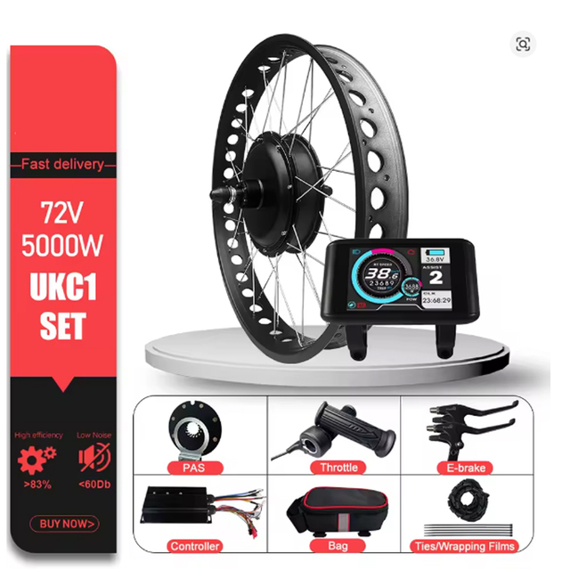 72V 5000W Electric Fat Bike Kit 20/24/26inch 4.0 Tyre Brushless Rear Hub Motor Wheel Dropout 170mm Snow Disc Brake Kit