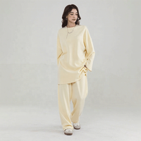 Lignes 2025 Jaune Clair En Gros Usine Modal Air-couche Tissu Musulman Femmes Robe Grande Taille Deux Ensembles De Tops D'été