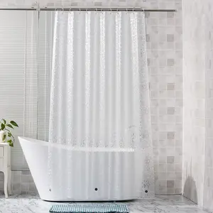 3D White Marble PEVA Plain Liner Waterproof Transparent Shower Curtain