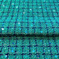 Femmes 100% Polyester Tweed Tissé Cheongsam Robe Top Tissu avec Grossier pour Canal Perle Paillettes Plaid pour Textiles de Maison