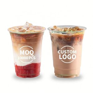 Vasos de Plástico PET de Pared Simple con Logotipo Personalizado para Bebidas Frías, con Tapas, de 10oz-32oz, para Té con Leche, Jugo de Burbujas, Vino, Refrescos, Suministro a Granel, para Llevar, Café - Product Image 1